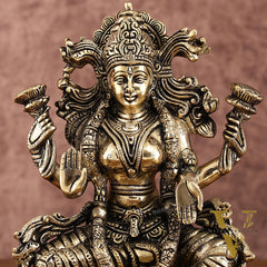 Brass Superfine Goddess Lakshmi Idol | 9 Inch Height | Enhanced Carvings