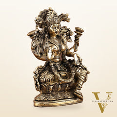 Brass Superfine Goddess Lakshmi Idol | 9 Inch Height | Enhanced Carvings