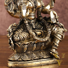 Brass Superfine Goddess Lakshmi Idol | 9 Inch Height | Enhanced Carvings
