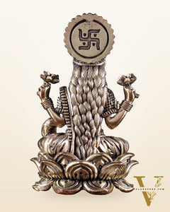 Brass Superfine Goddess Lakshmi on Lotus Idol 4 inch
