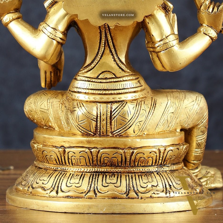 Brass Superfine Goddess Lakshmi Statue – 10.5" Height, Finely Detailed
