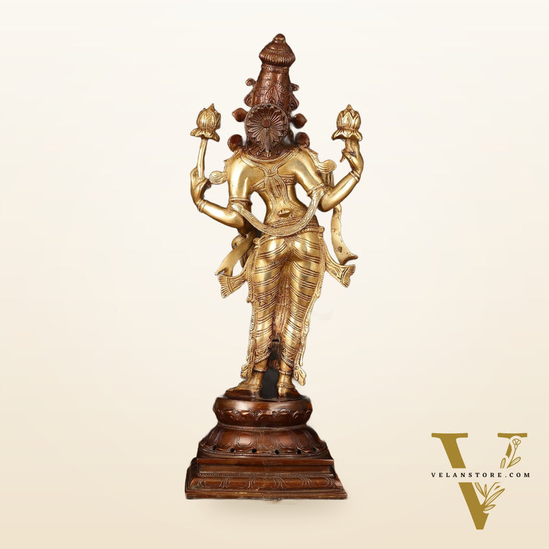 Brass Superfine Goddess Lakshmi Statue - 17.5" Exquisite Sculpture