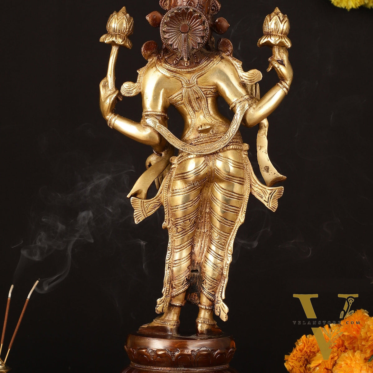 Brass Superfine Goddess Lakshmi Statue - 17.5" Exquisite Sculpture
