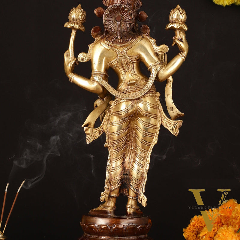 Brass Superfine Goddess Lakshmi Statue - 17.5" Exquisite Sculpture