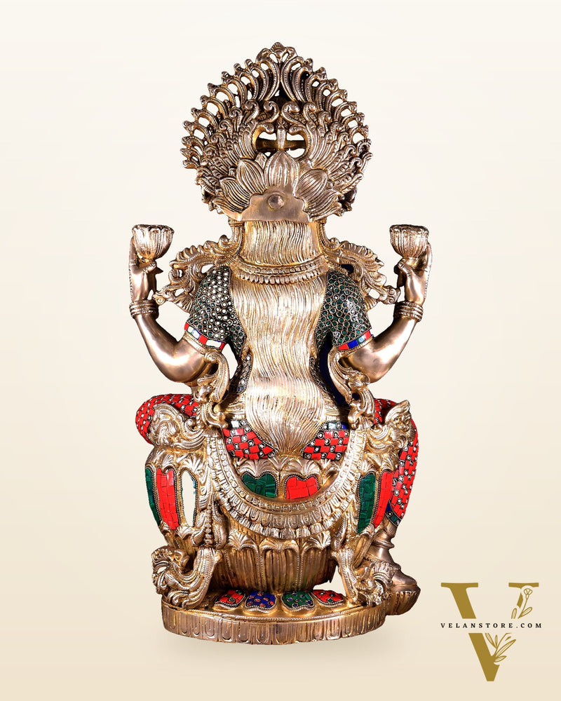 Brass Superfine Goddess Lakshmi Statue | 25 inch meenakari Stonework