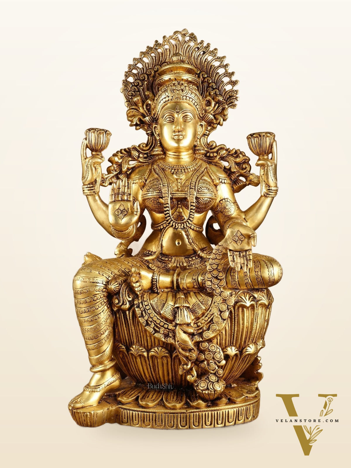 Brass Superfine Goddess Lakshmi Statue | 25x13x7.5 Inches | 26.30 KG
