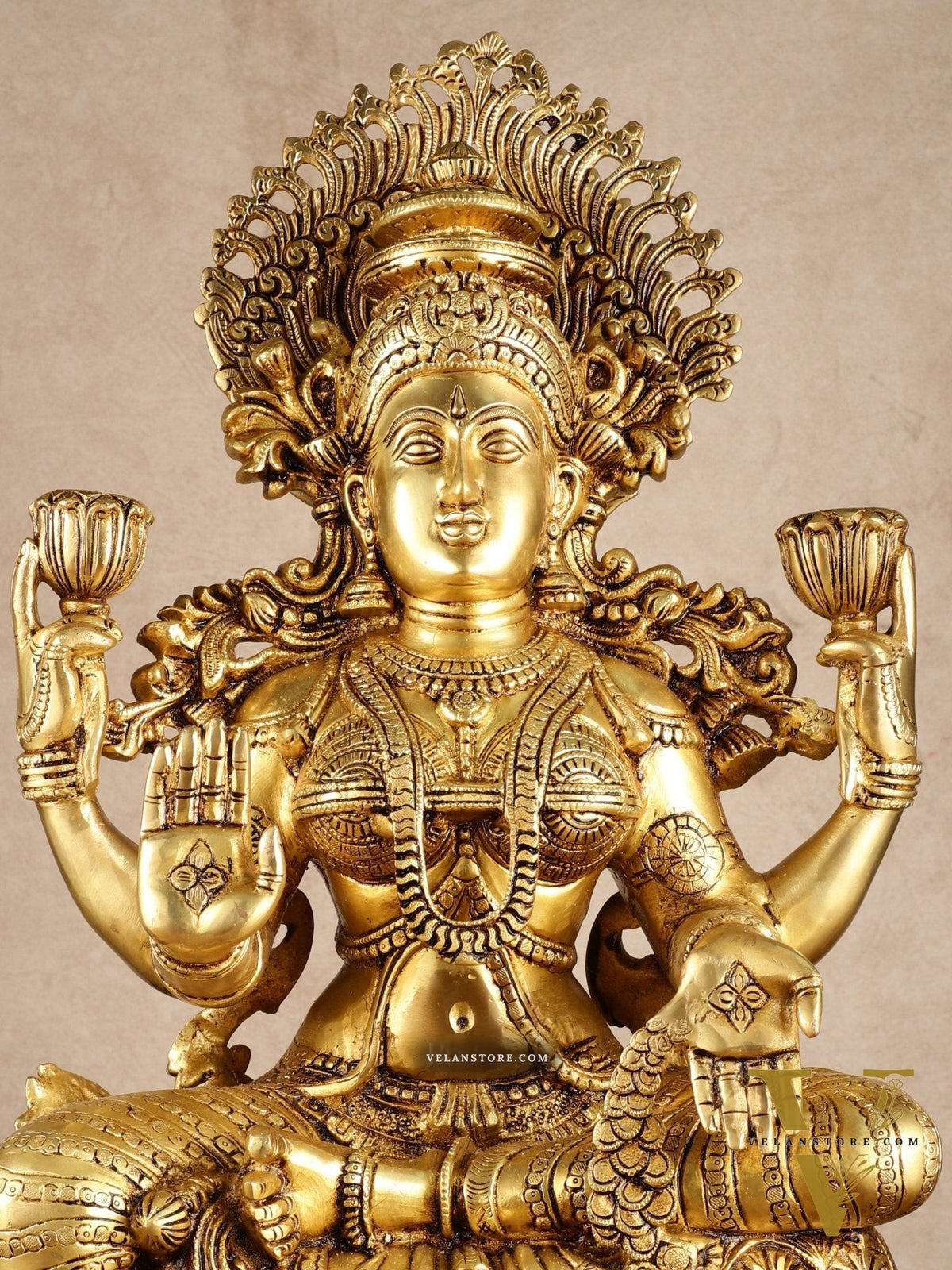 Brass Superfine Goddess Lakshmi Statue | 25x13x7.5 Inches | 26.30 KG