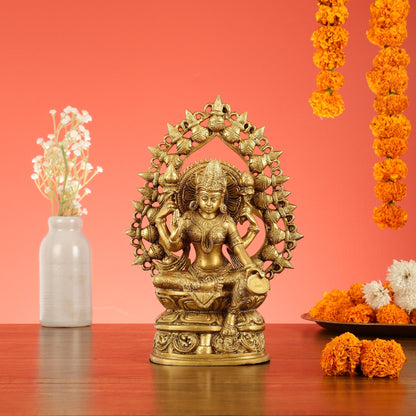 Brass Superfine Goddess Lakshmi with Coin Idol - 10.5 Inch