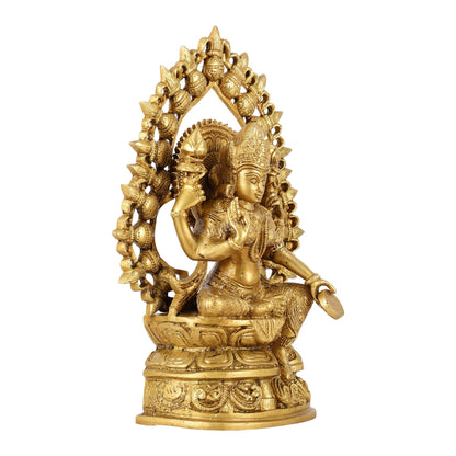 Brass Superfine Goddess Lakshmi with Coin Idol - 10.5 Inch