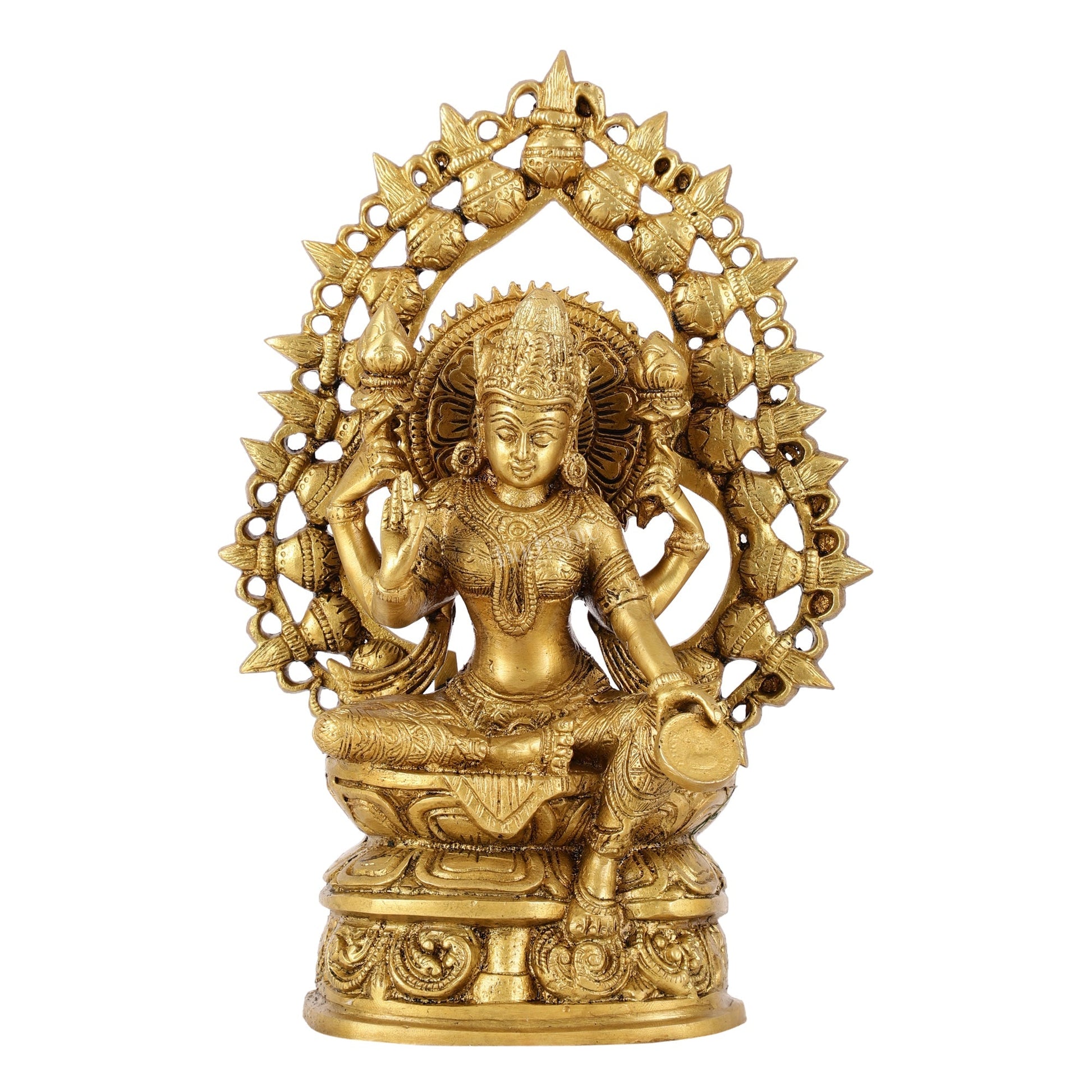 Brass Superfine Goddess Lakshmi with Coin Idol - 10.5 Inch