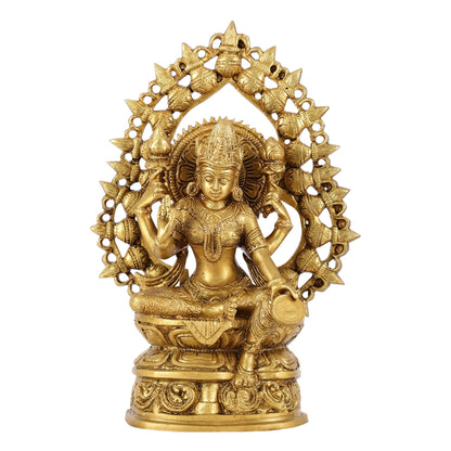 Brass Superfine Goddess Lakshmi with Coin Idol - 10.5 Inch