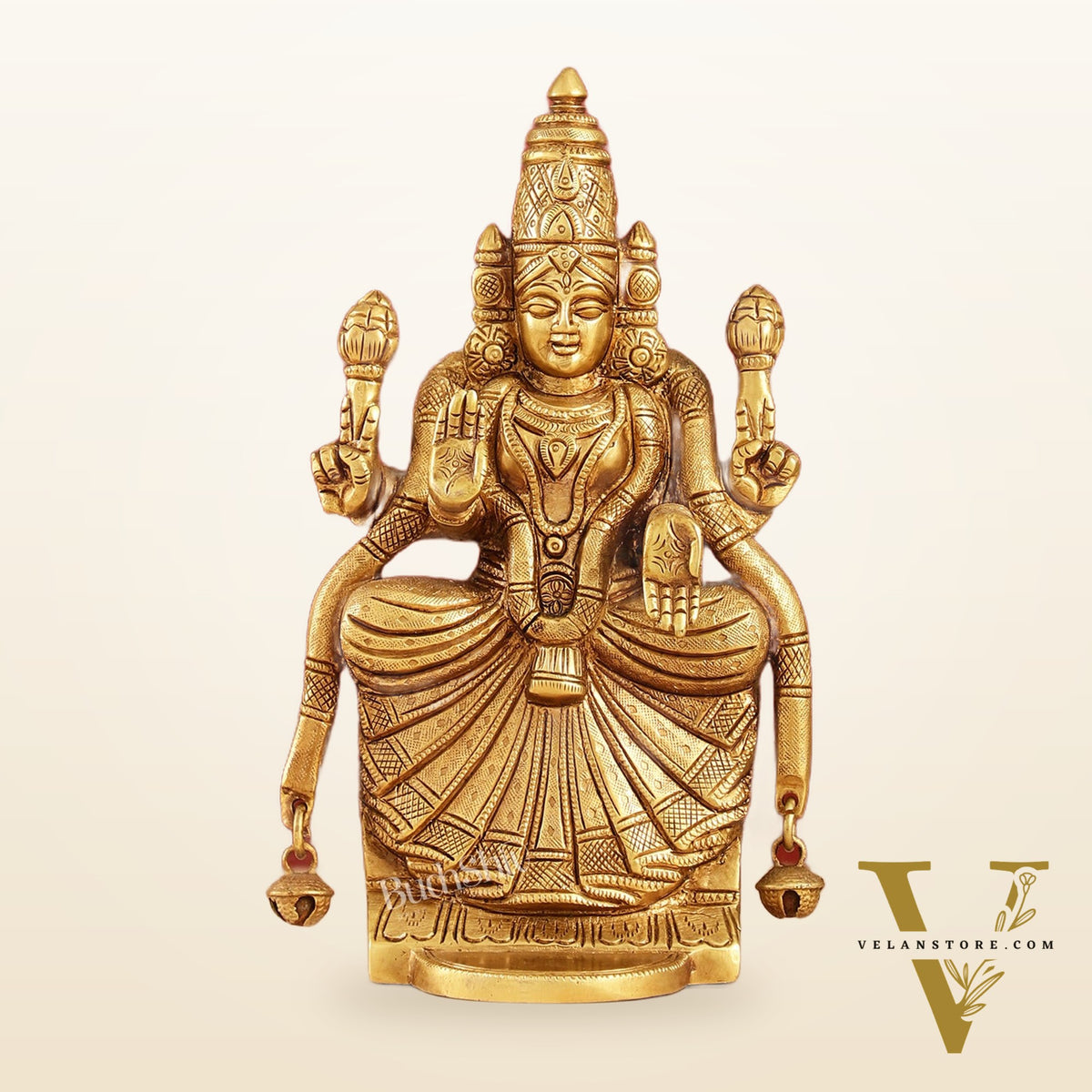 Brass Superfine Goddess Padmavathi Idol - Exquisite 9.5" Sculpture