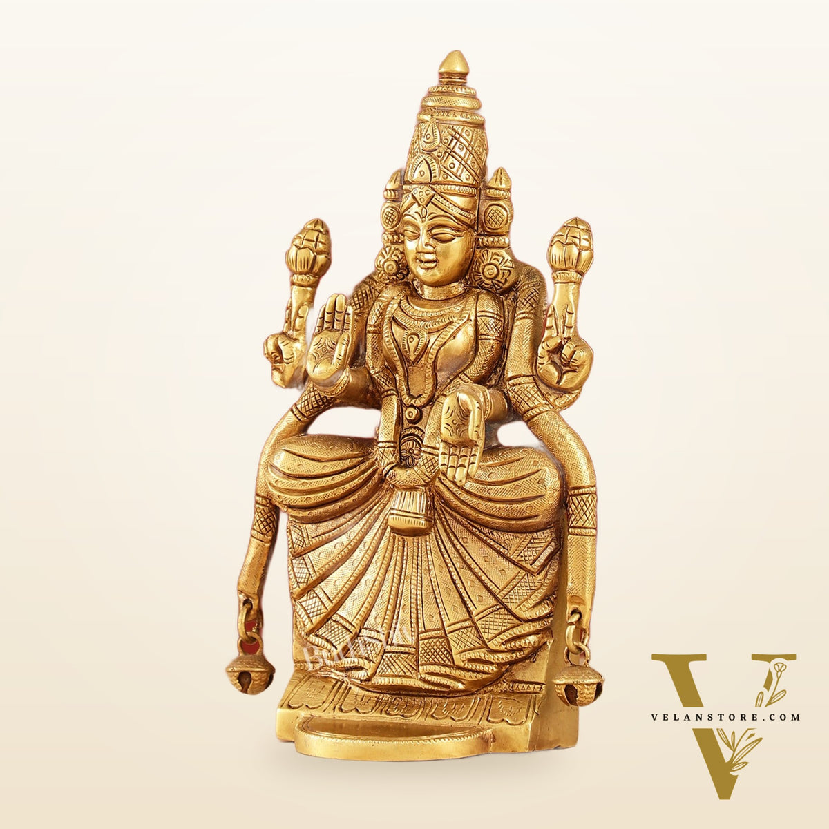 Brass Superfine Goddess Padmavathi Idol - Exquisite 9.5" Sculpture