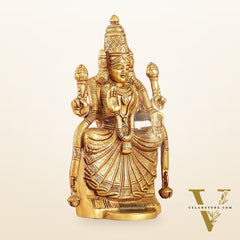 Brass Superfine Goddess Padmavathi Idol - Exquisite 9.5" Sculpture