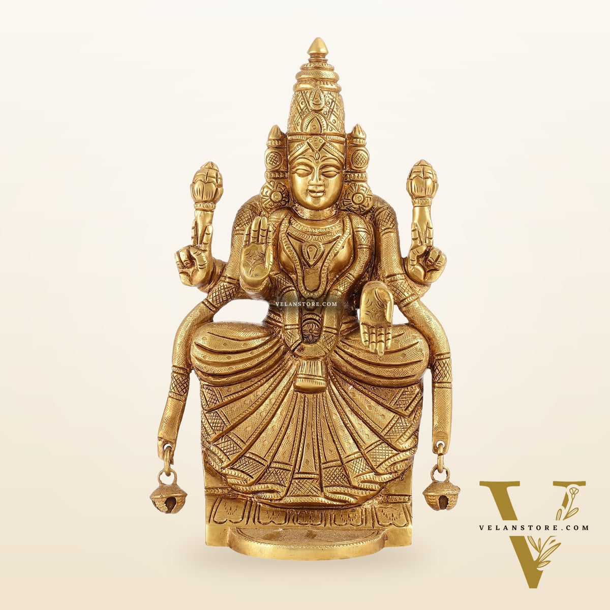 Brass Superfine Goddess Padmavathi Idol - Exquisite 9.5" Sculpture