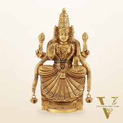 Brass Superfine Goddess Padmavathi Idol - Exquisite 9.5" Sculpture
