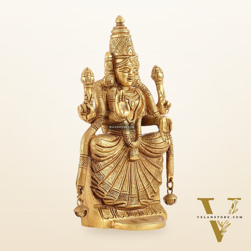 Brass Superfine Goddess Padmavathi Idol - Exquisite 9.5" Sculpture