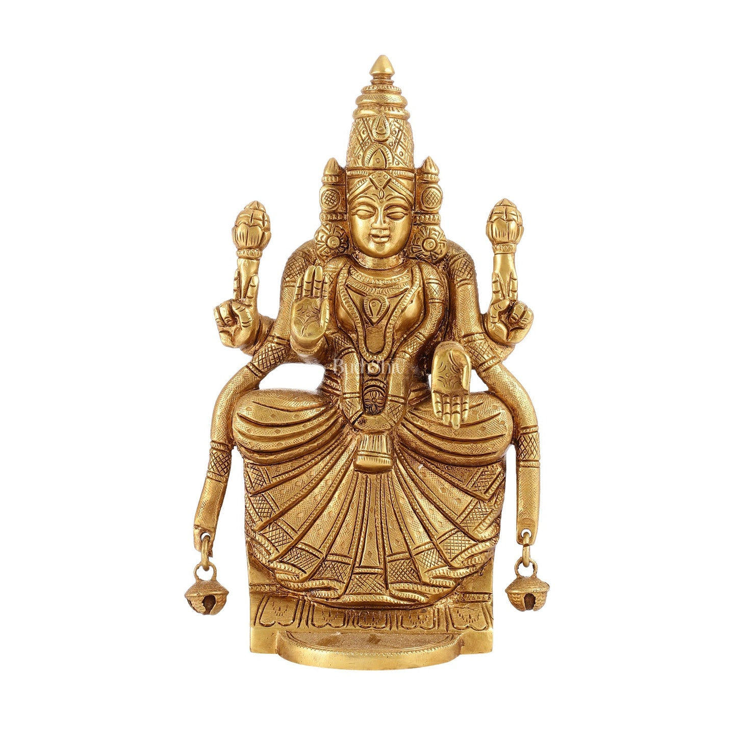 Brass Superfine Goddess Padmavathi Idol - Exquisite 9.5" Sculpture