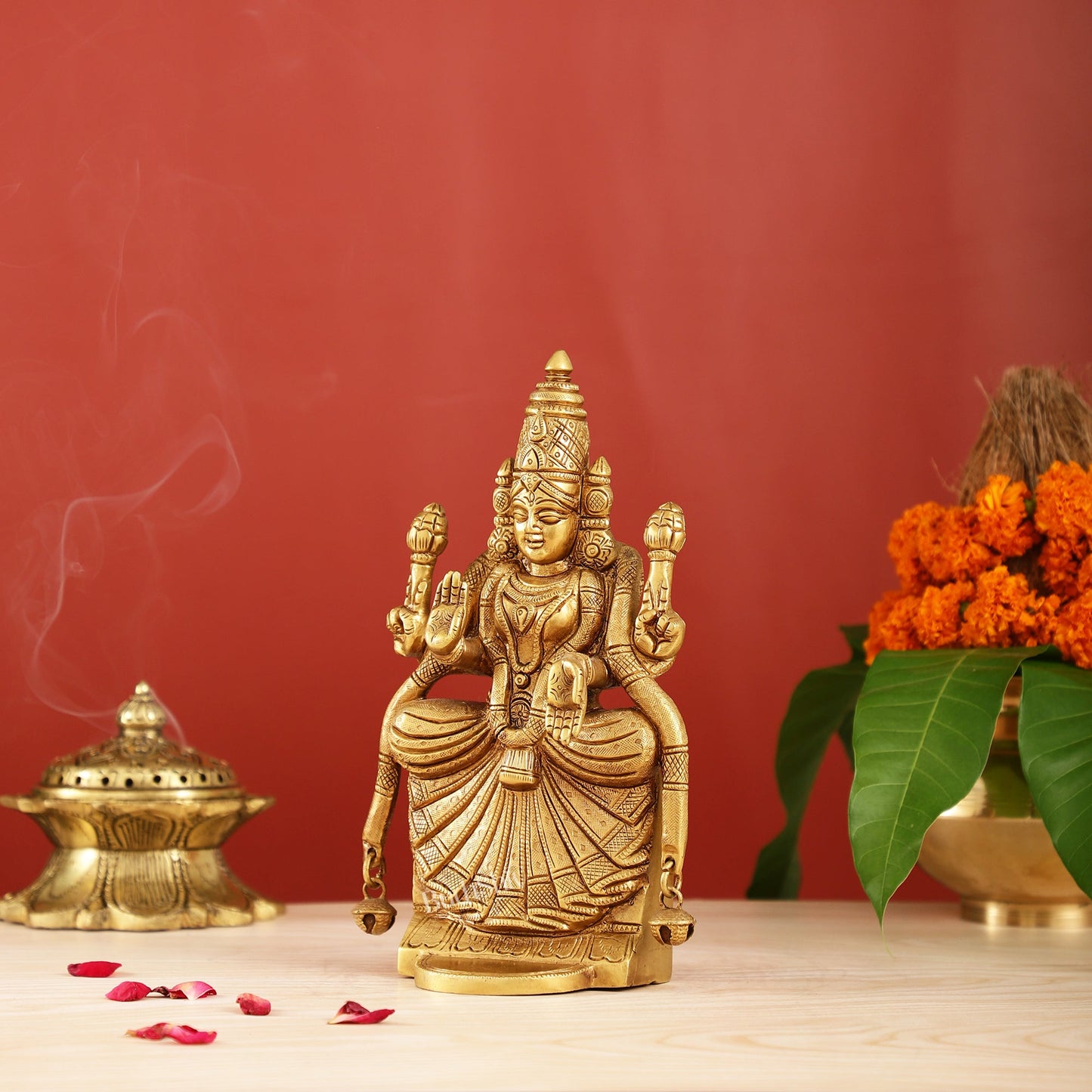 Brass Superfine Goddess Padmavathi Idol - Exquisite 9.5" Sculpture