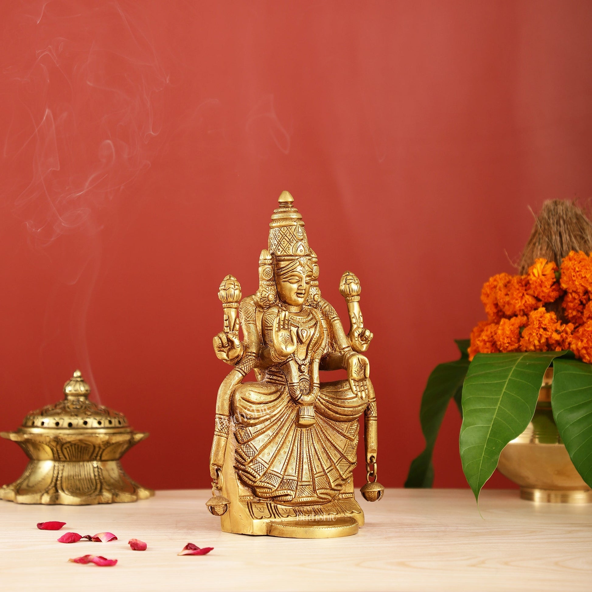 Brass Superfine Goddess Padmavathi Idol - Exquisite 9.5" Sculpture