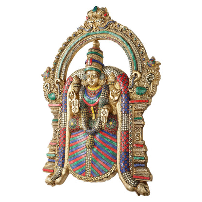Brass Superfine Goddess Padmavathi Thayar Large Wall Hanging Idol with Stonework