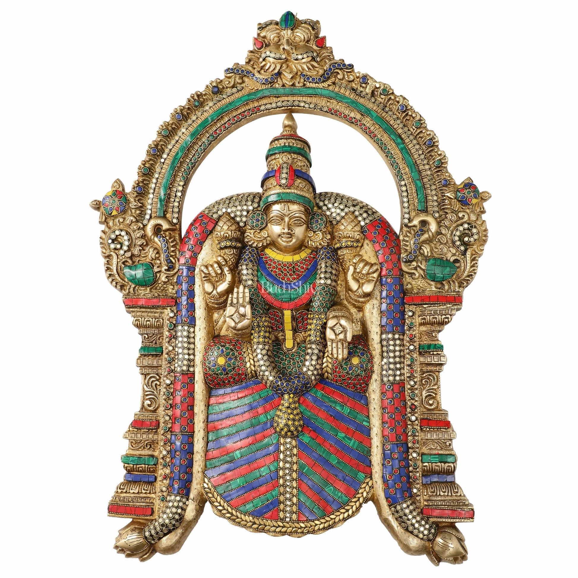 Brass Superfine Goddess Padmavathi Thayar Large Wall Hanging Idol with Stonework