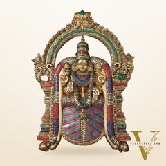 Brass Superfine Goddess Padmavathi Thayar Large Wall Hanging Idol with Stonework