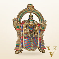 Brass Superfine Goddess Padmavathi Thayar Large Wall Hanging Idol with Stonework