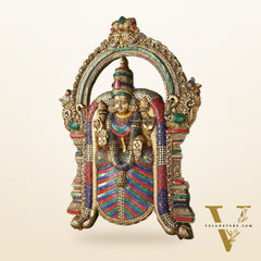 Brass Superfine Goddess Padmavathi Thayar Large Wall Hanging Idol with Stonework