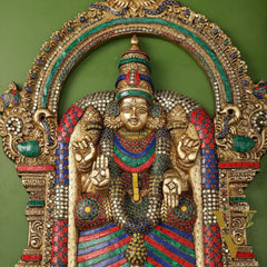 Brass Superfine Goddess Padmavathi Thayar Large Wall Hanging Idol with Stonework
