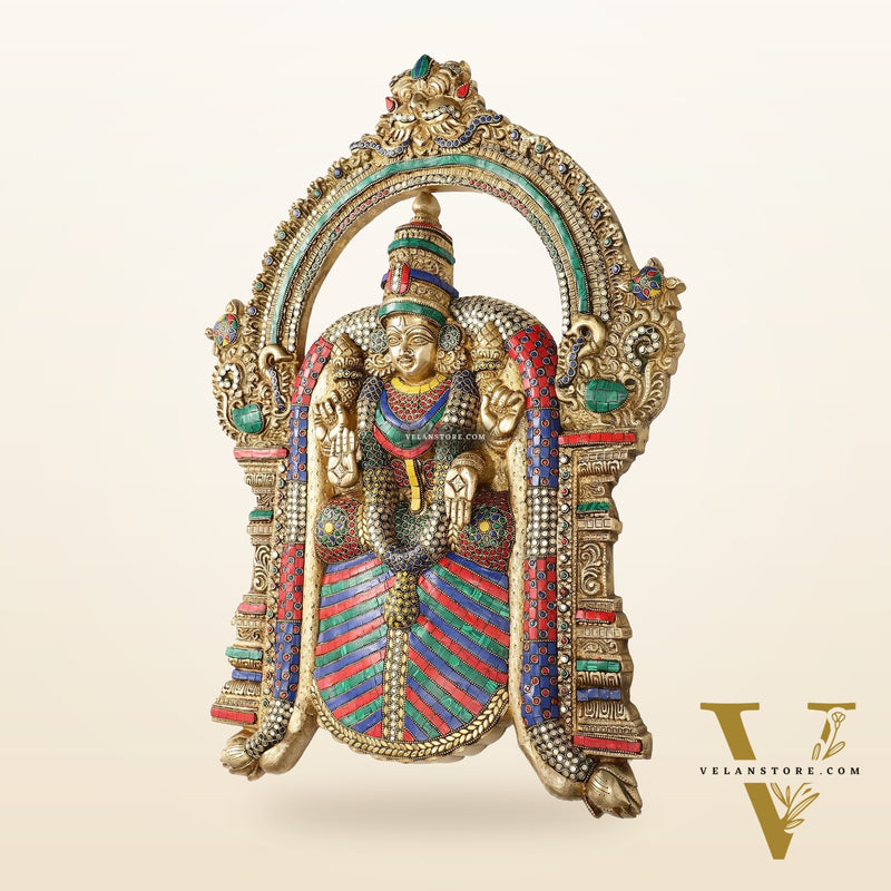 Brass Superfine Goddess Padmavathi Thayar Large Wall Hanging Idol with Stonework