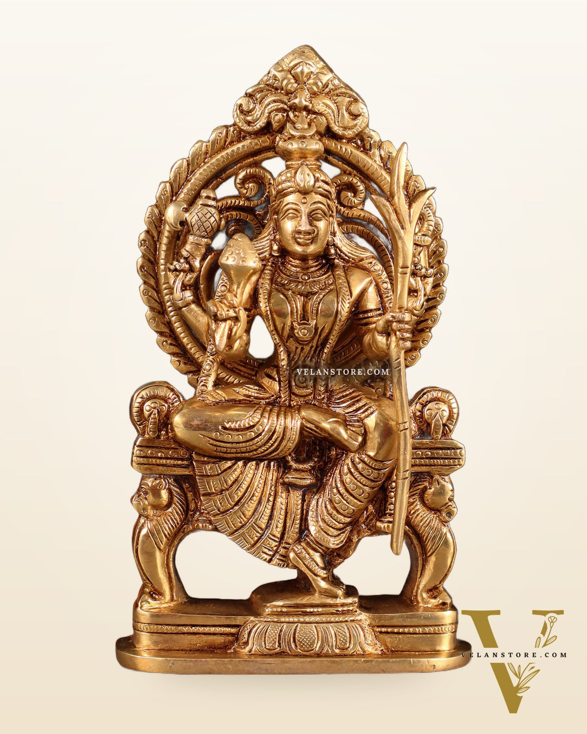Brass Superfine Goddess Raja Rajeshwari Kamakshi Lalita Devi Idol - 7.5"