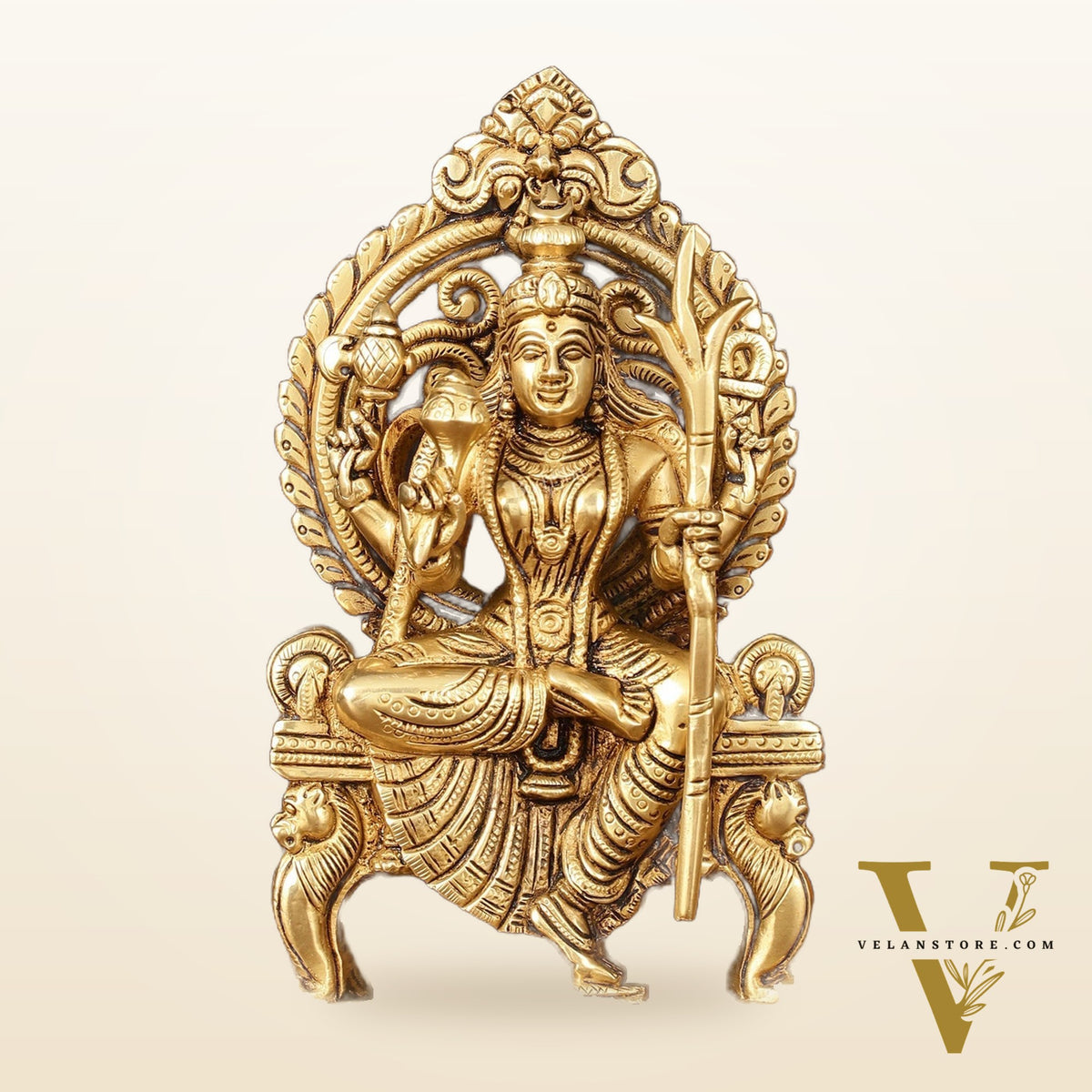 Brass Superfine Goddess Raja Rajeshwari Kamakshi Lalita Devi Idol - 7.5" Elegant Sculpture