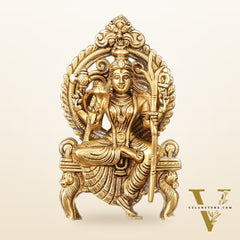 Brass Superfine Goddess Raja Rajeshwari Kamakshi Lalita Devi Idol - 7.5" Elegant Sculpture