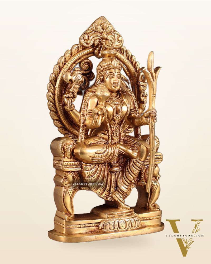 Brass Superfine Goddess Raja Rajeshwari Kamakshi Lalita Devi Idol - 7.5"