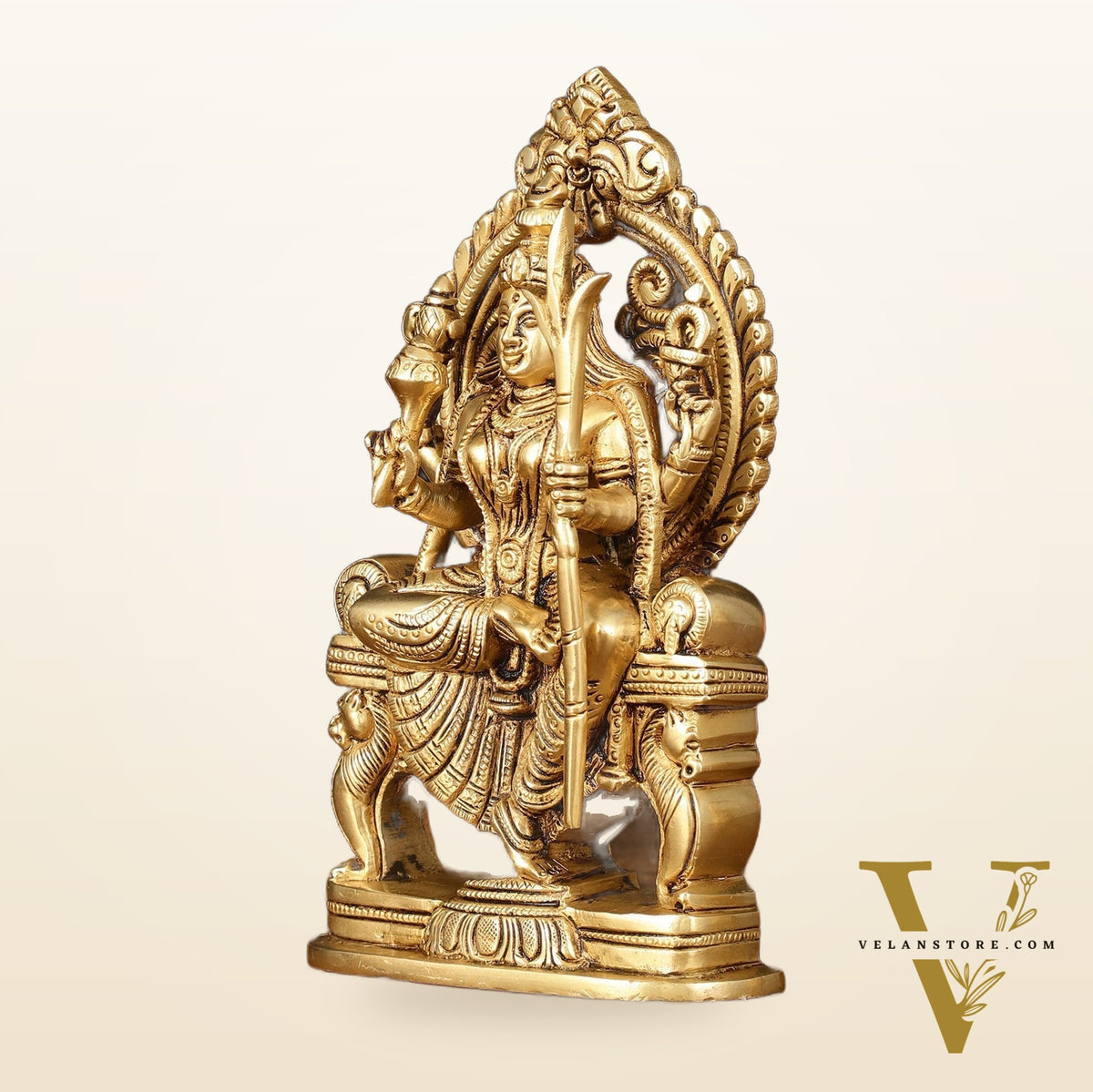 Brass Superfine Goddess Raja Rajeshwari Kamakshi Lalita Devi Idol - 7.5" Elegant Sculpture