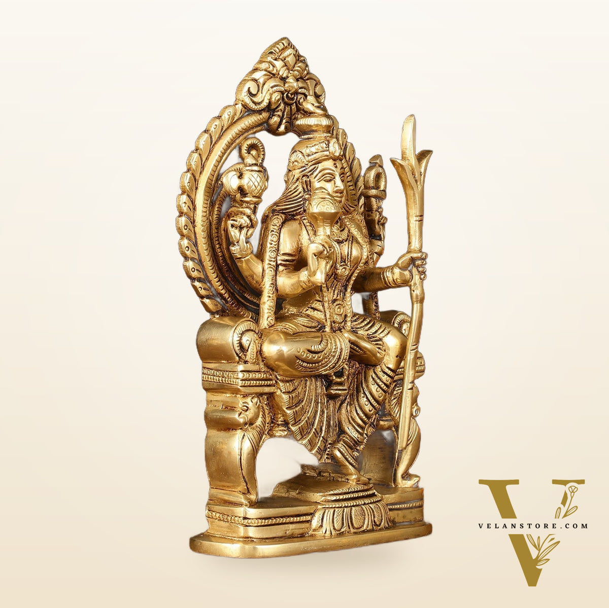 Brass Superfine Goddess Raja Rajeshwari Kamakshi Lalita Devi Idol - 7.5" Elegant Sculpture
