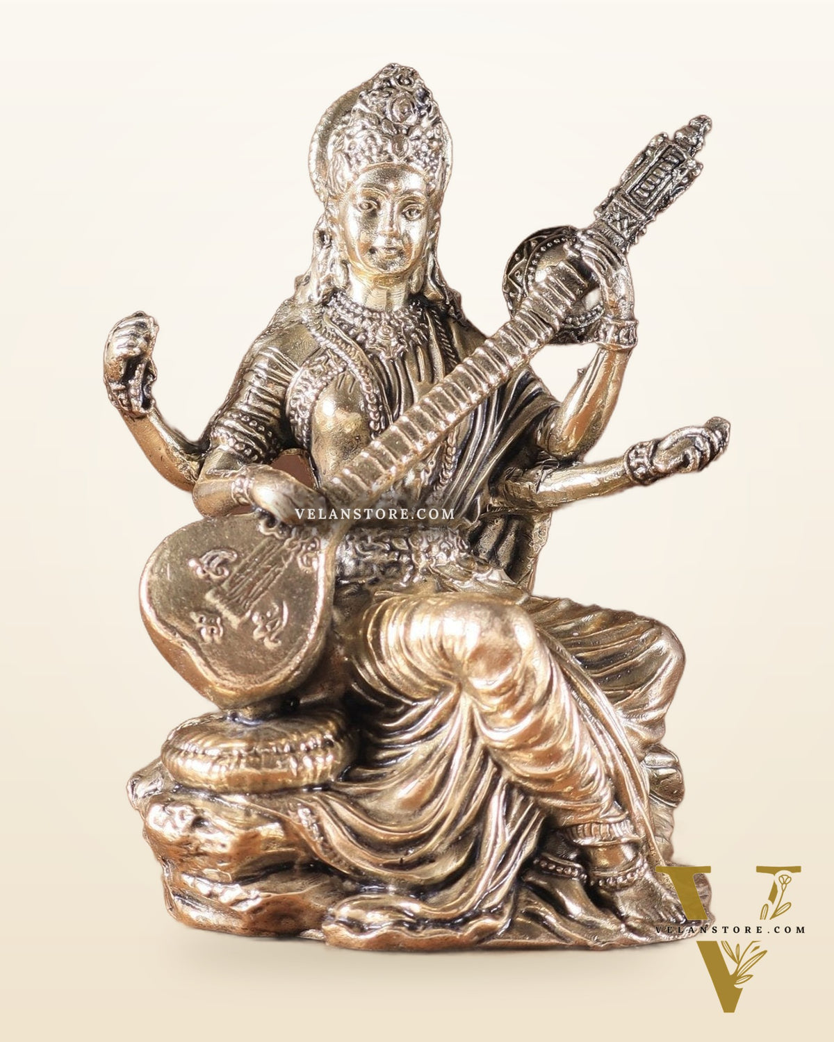 Brass Superfine Goddess Saraswati Idol – Symbol of Wisdom & Knowledge