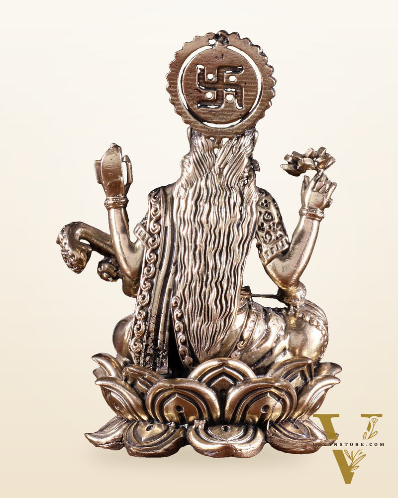 Brass Superfine Goddess Saraswati on Lotus Idol 4 inch