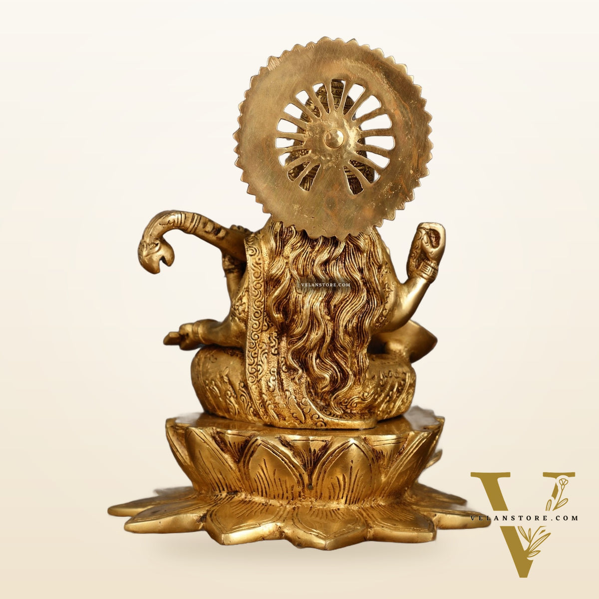 Brass Superfine Goddess Saraswati Sitting on Lotus with Swan | 11 Inch Height | 6.25 KG