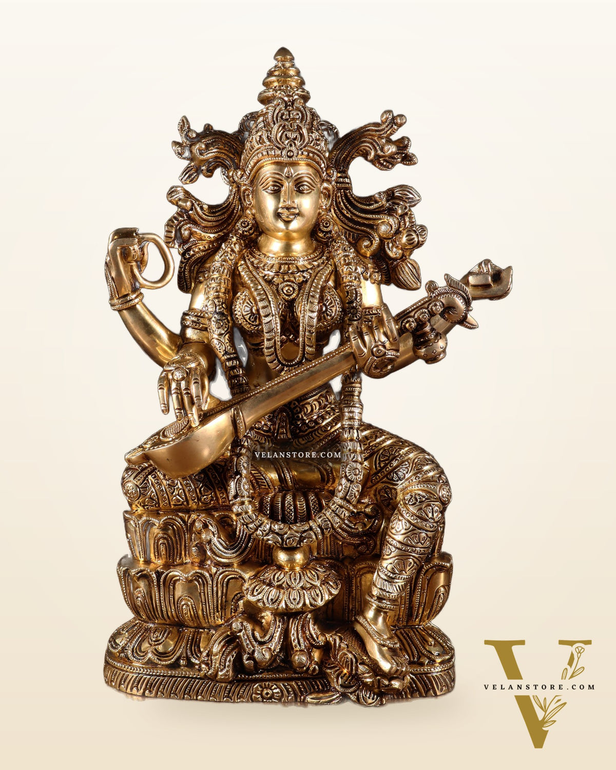 Brass Superfine Goddess Saraswati Statue – 15 Inch