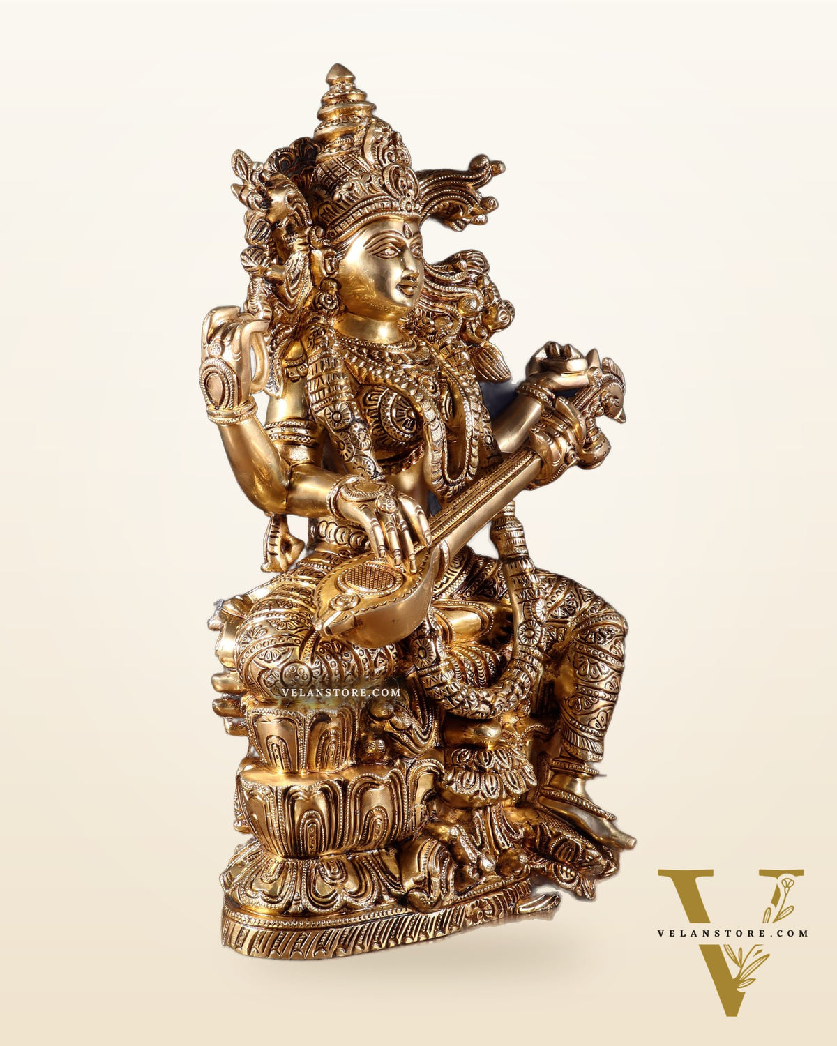 Brass Superfine Goddess Saraswati Statue – 15 Inch