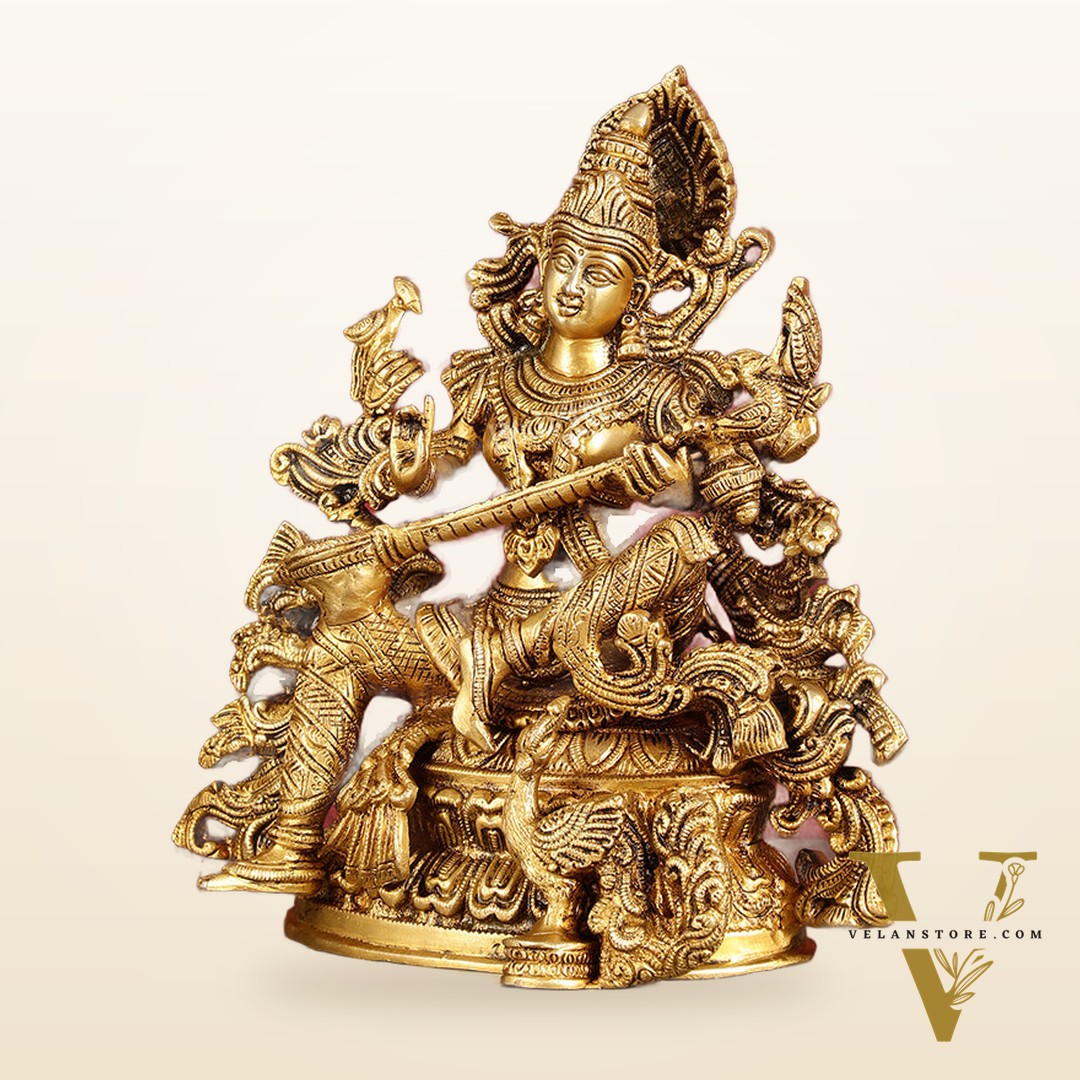 Brass Superfine Goddess Saraswati Statue | Height 12 inch