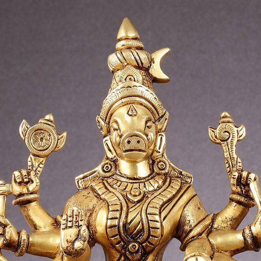 Brass Superfine Goddess Varahi Amman Idol - 11 Inch Statue