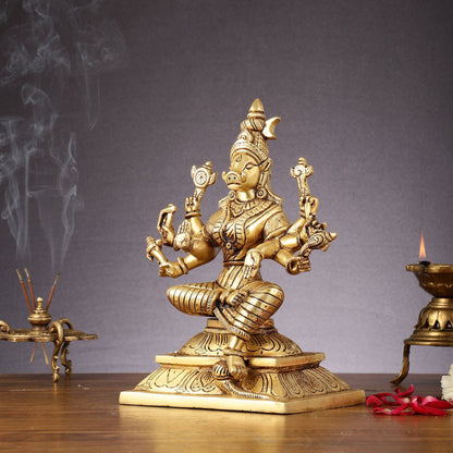 Brass Superfine Goddess Varahi Amman Idol - 11 Inch Statue