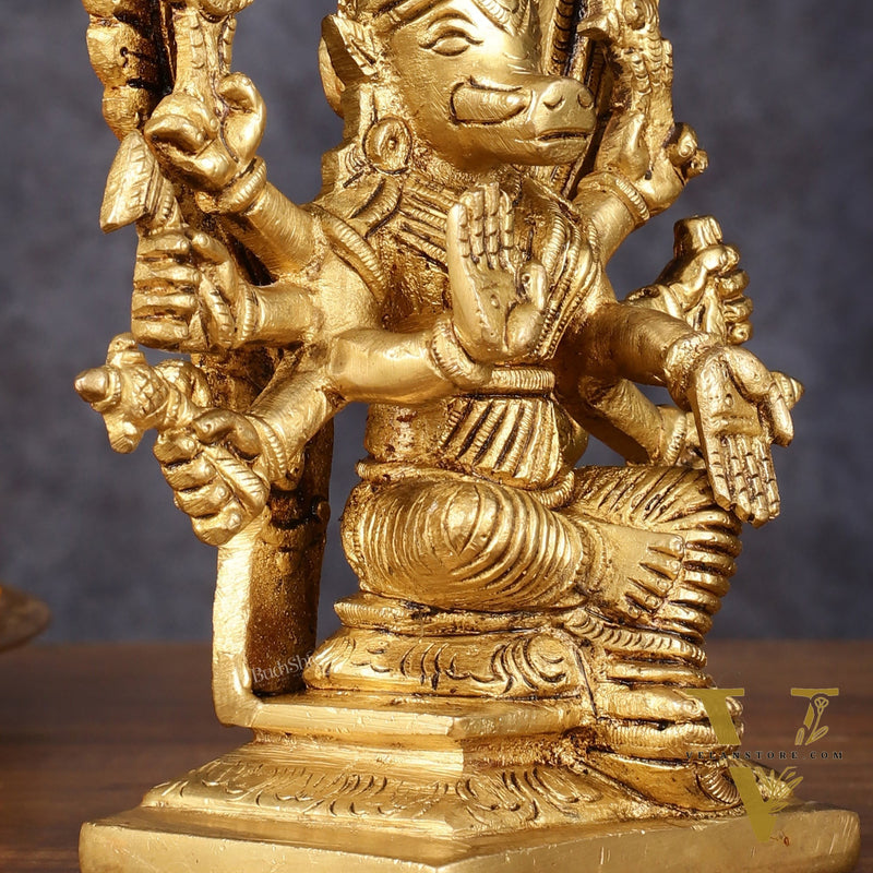 Brass Superfine Goddess Varahi Idol - 7 Inch