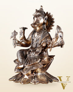 Brass Superfine Goddess Varahi Statue with Fine Carvings – 21.5 cm (8.5 in)