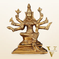 Brass Superfine Goddess Varahi with Eight Arms Idol - 7" Height