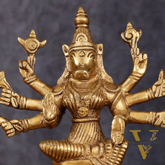 Brass Superfine Goddess Varahi with Eight Arms Idol - 7" Height