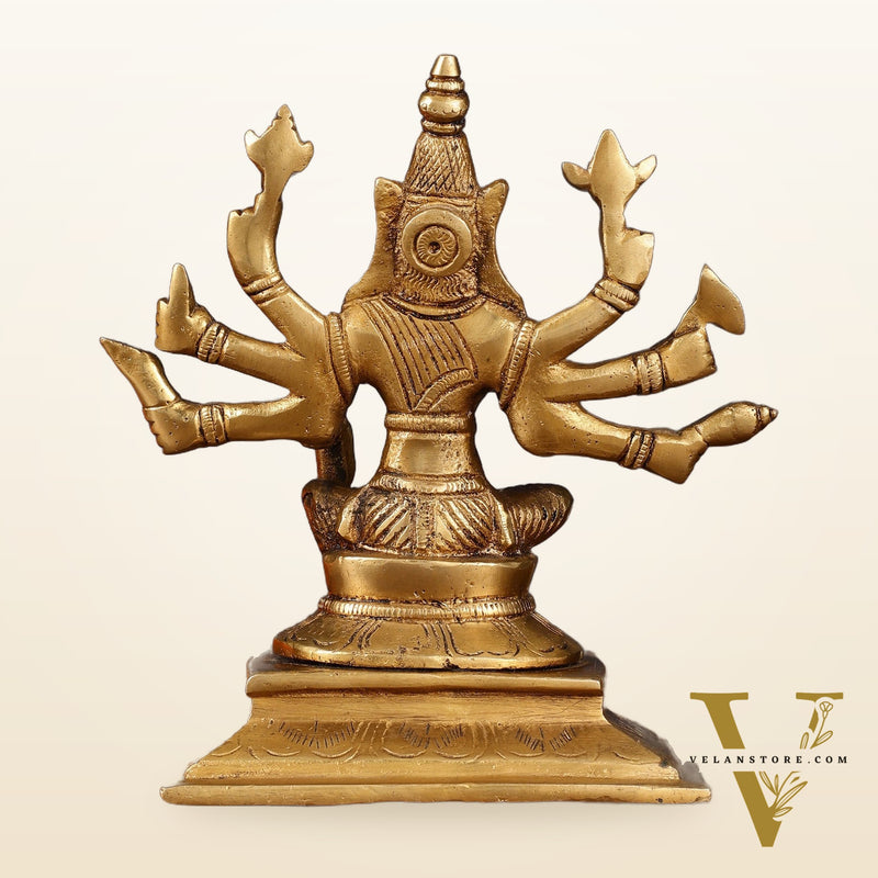 Brass Superfine Goddess Varahi with Eight Arms Idol - 7" Height